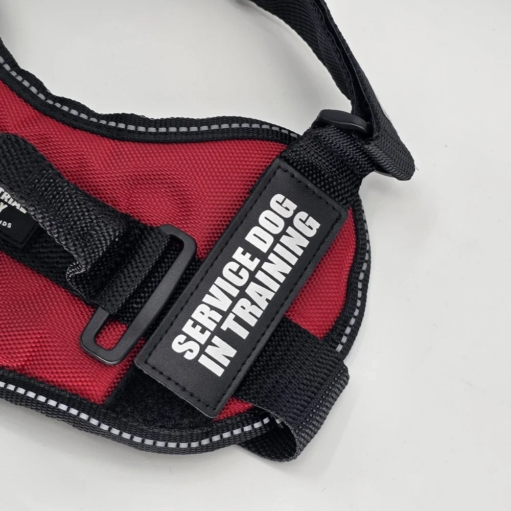 Service Dog Vest Harness Red Nylon Adjustable Straps Small Industrial Puppy